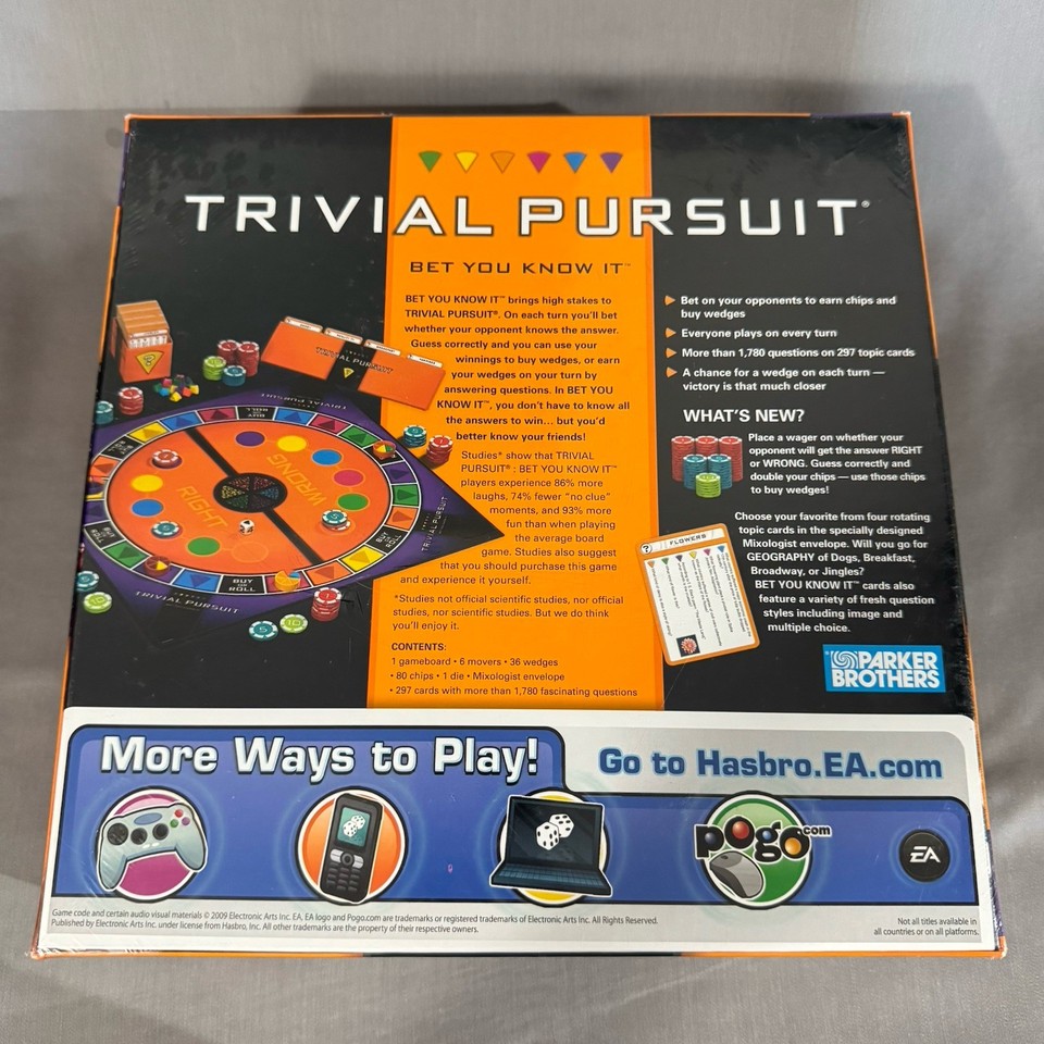 Trivial Pursuit Bet You Know It Edition Trivia Board Game Sealed 2009 ...