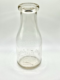 Maple Hill Dairy Embossed Pint Milk Bottle Marion NC Read Description