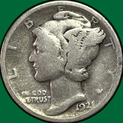 1921 Mercury Dime Very Good VG Coin #36912