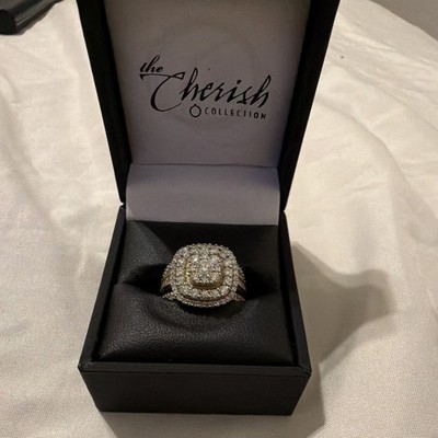 Cherish Collection 10K Yellow Gold Cushion Halo Diamond Engagement Ring Sz 7 IGI