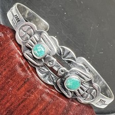 VTG Fred Harvey Era Child Size Bracelet Native American Sterling Turquoise