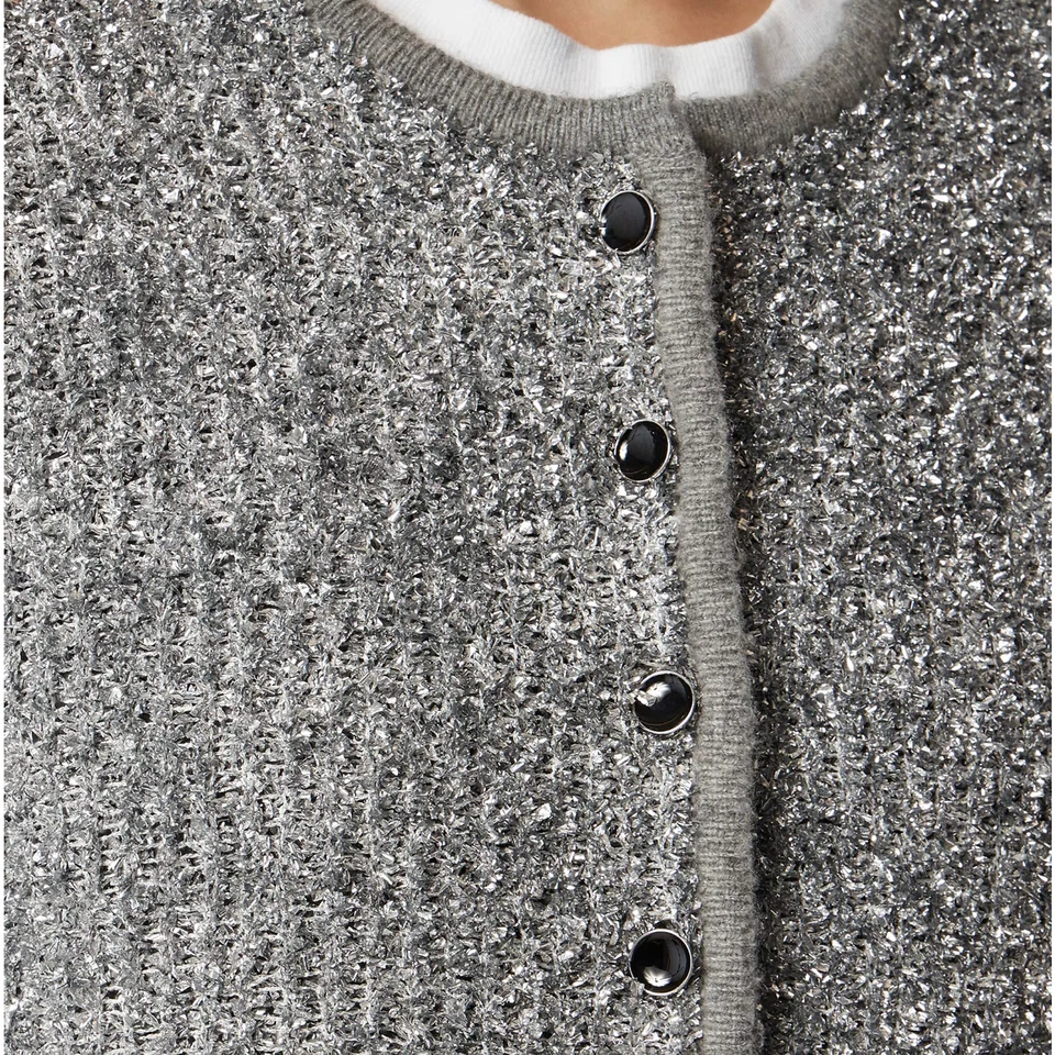 J.Crew Suéter Jaqueta Feminina Prata Enfeites Fio Metálico Festa Cinza Médio Novo com etiquetas - Imagem 3 de 4