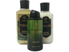 Bath Body Works MEN'S WOODLANDS Body Spray Body Wash Lotion GIFT SET NWT
