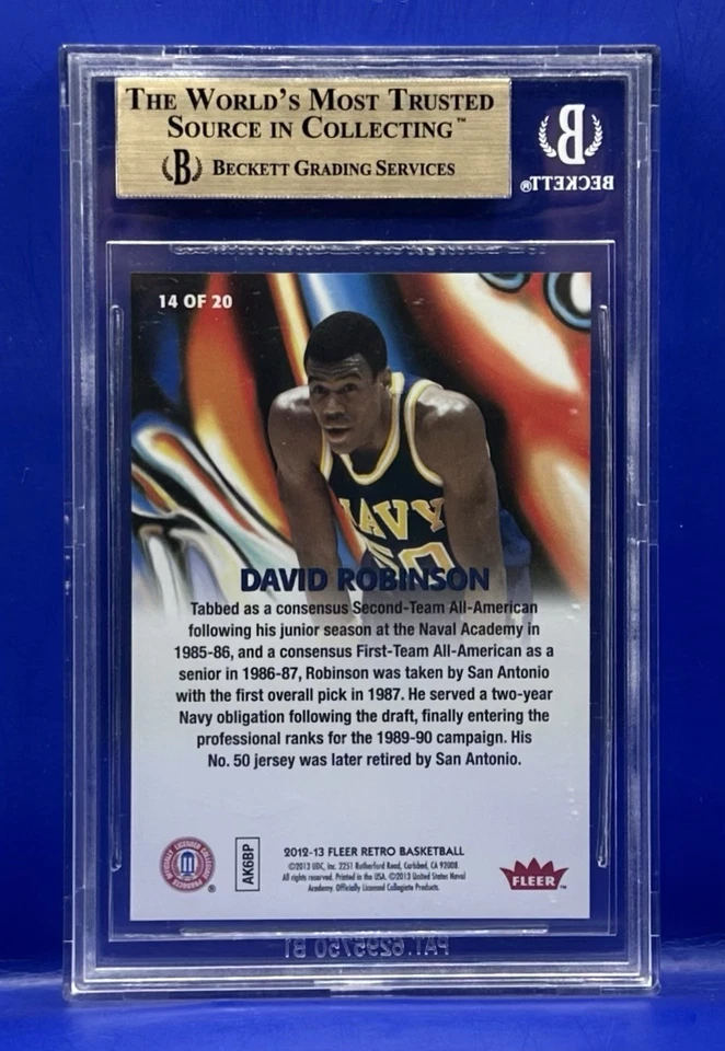 2012-13 Fleer Retro 96-97 Metal Fundido David Robinson #14 BGS 10 Espuelas Prístinas Foto 3 de 3