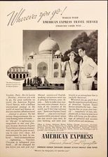 1937 American Express Travel Service Bombay India Vintage Print Ad