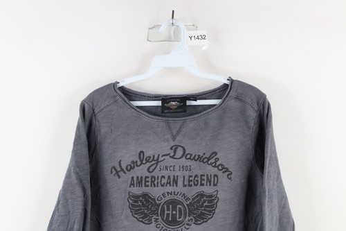 Vintage Harley Davidson Womens Small Faded Spell Out French Terry Sweatshirt - Picture 2 of 8