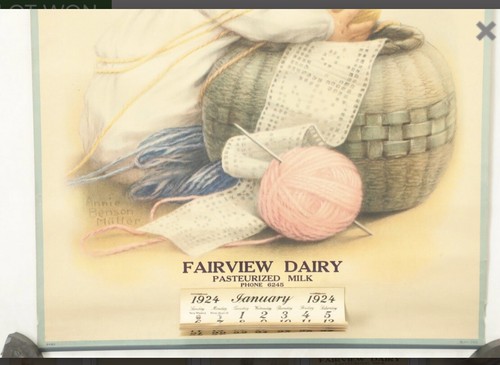 Fairview Dairy Calendar Annie Benson Miller Farms Baby Yarn 1924 - Picture 3 of 5