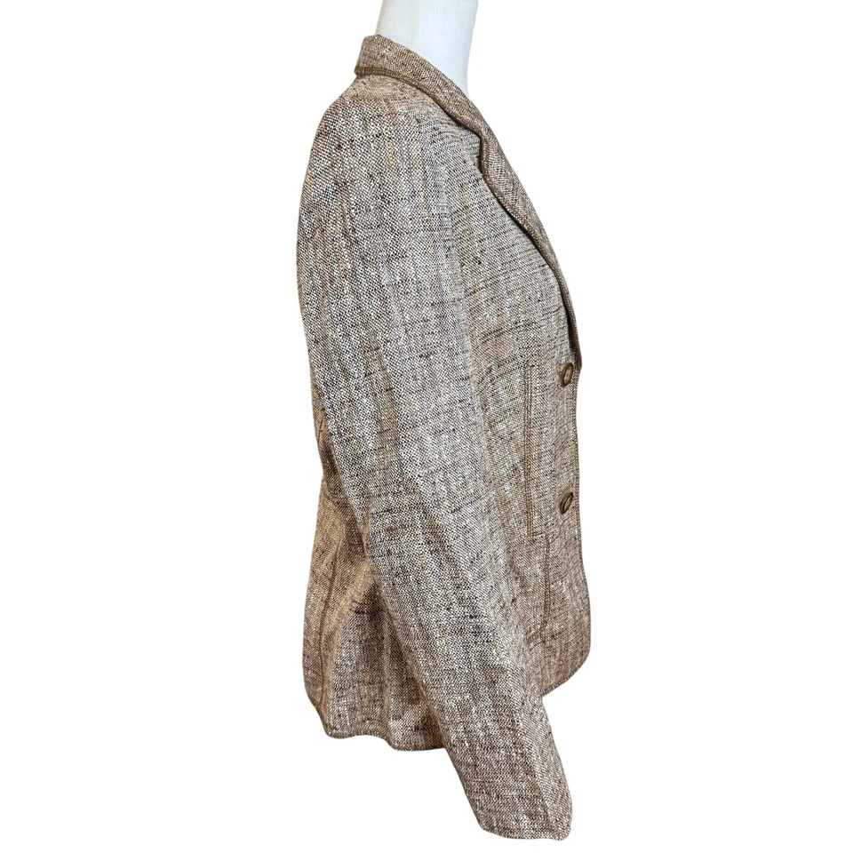 Blazer Basler Mujer EE. UU. 10 Tejido Seda Lino Algodón Lúpulo Mezcla Neutra Marrón 40 Foto 4 de 4