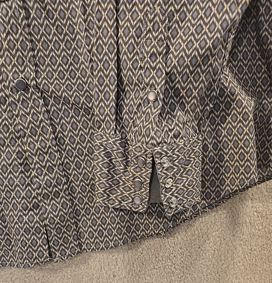 Camisa Roper Western Para Hombre 2XXL Abstracta A Presión Oscura y Azul Claro Gris Foto 2 de 4