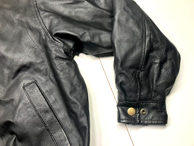 Vtg 90s WILSONS LEATHER Black Warm LEATHER JACKET Casual