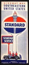 Standard Oil Highway Map of South Eastern United States c1930's 18" x 34" VGC