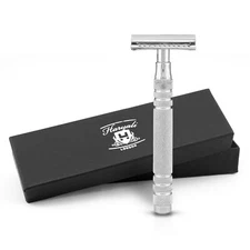 Double Edge Safety Razor for Men and Women, Stainless Steel Non-Slip Etched Grip
