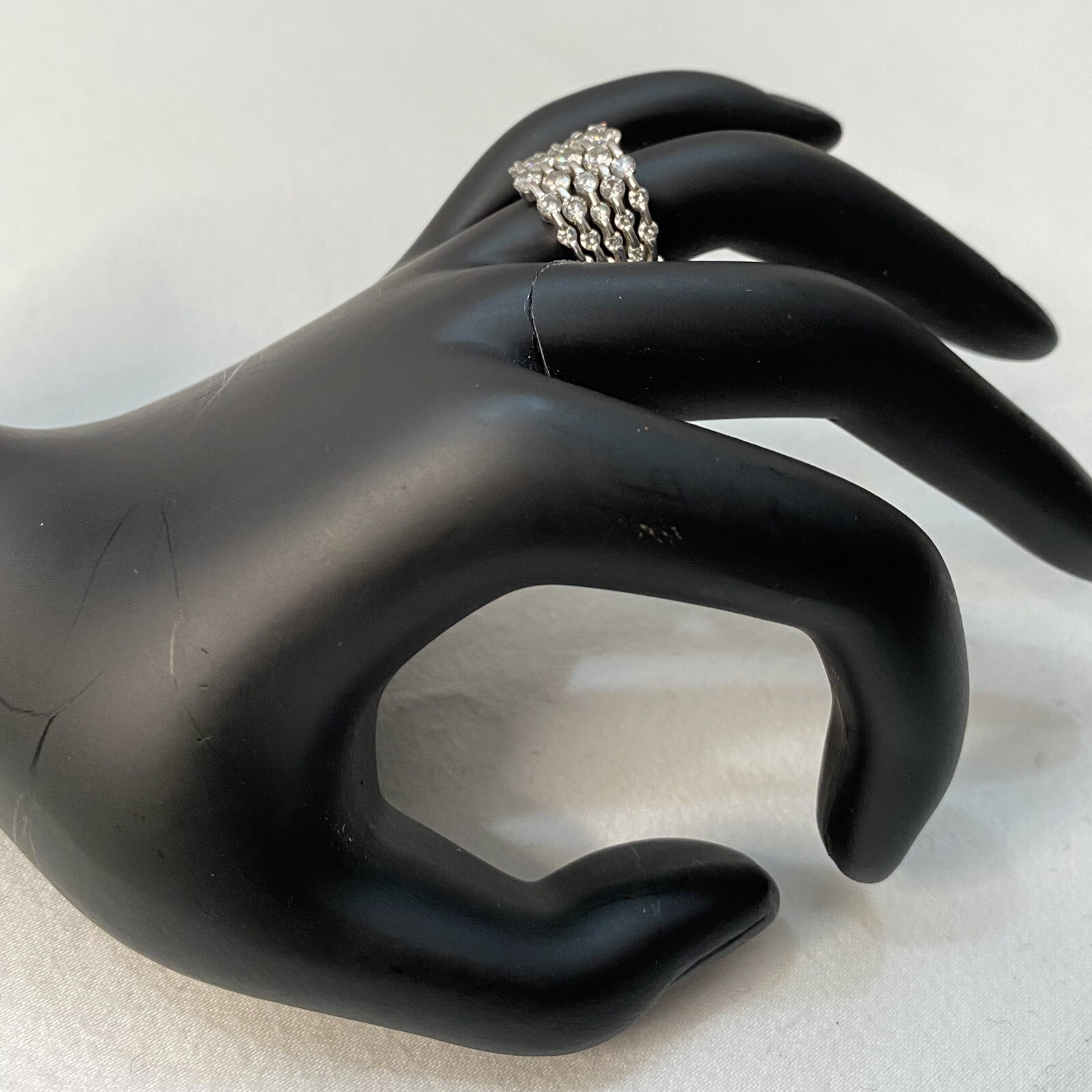 Wide Band Ring Multiple Tiny Rhinestone Honeycomb… - image 3