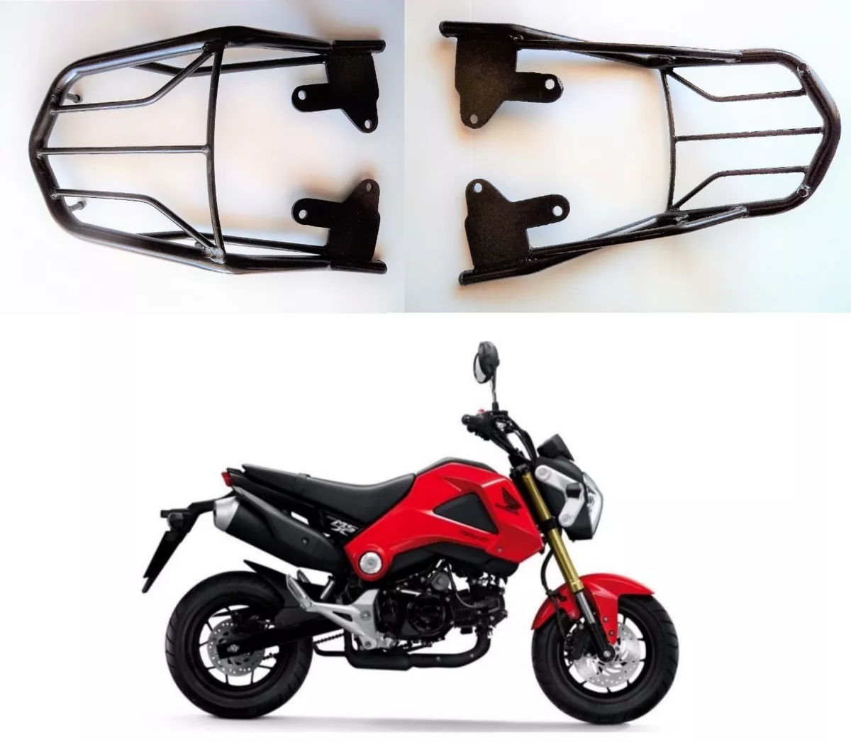 Pour Honda Grom Msx125 Porte-bagages arrière Moto en acier au carbone de  remplacement Sissy Bar Dossier porte-bagages Porte-bagages