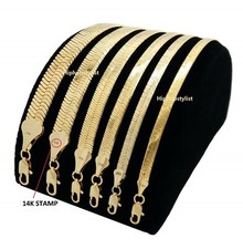 Flat Herringbone Chain 14K Gold Finish 3mm to 11mm 16" 18" 20" 24" 30" Necklace