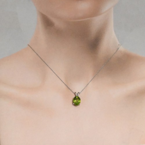 Peridot Oval 10x8mm, 2.69 Carat Pendant In 14k White Gold (53685) - Picture 5 of 5