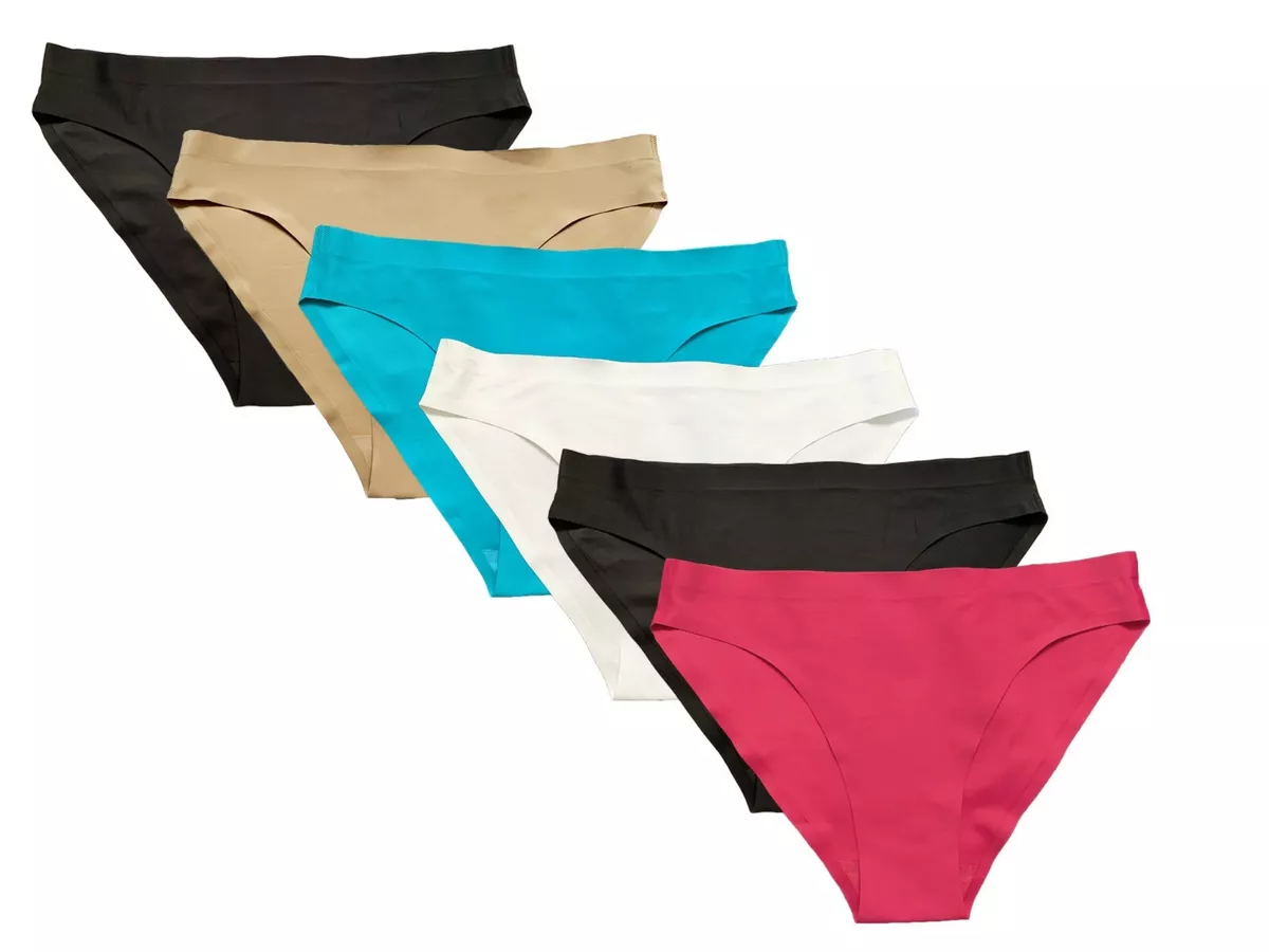 6 Women Seamless Yoga Sport Panties Pack Bikini Laser Cut