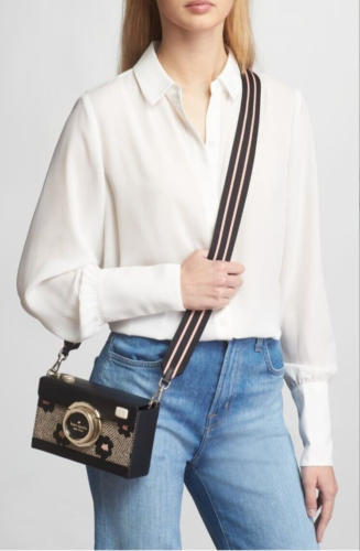 kate spade- Oh Snap- Camera Crossbody Bag- Herringbone Black Multi- NWT- $429 - Picture 2 of 17