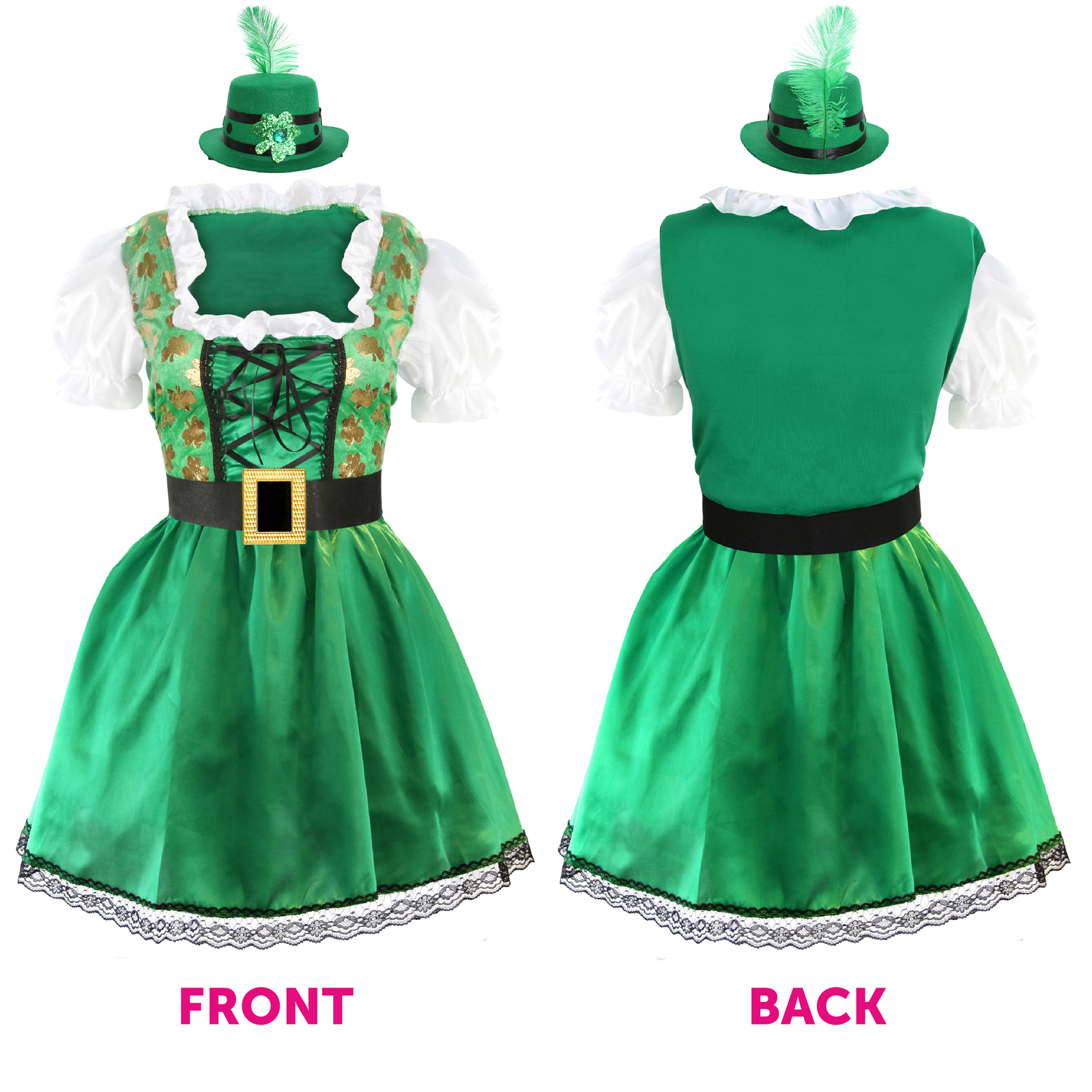 LADIES IRISH COSTUME DRESS + MINI HAT ST PATRICK'S DAY IRELAND FANCY DRESS image 6