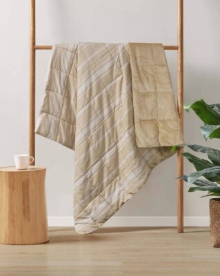 CLEAN SPACES Quilted Throw ~ 50 in. x 60 in ~Beige~ NWT MSRP $60