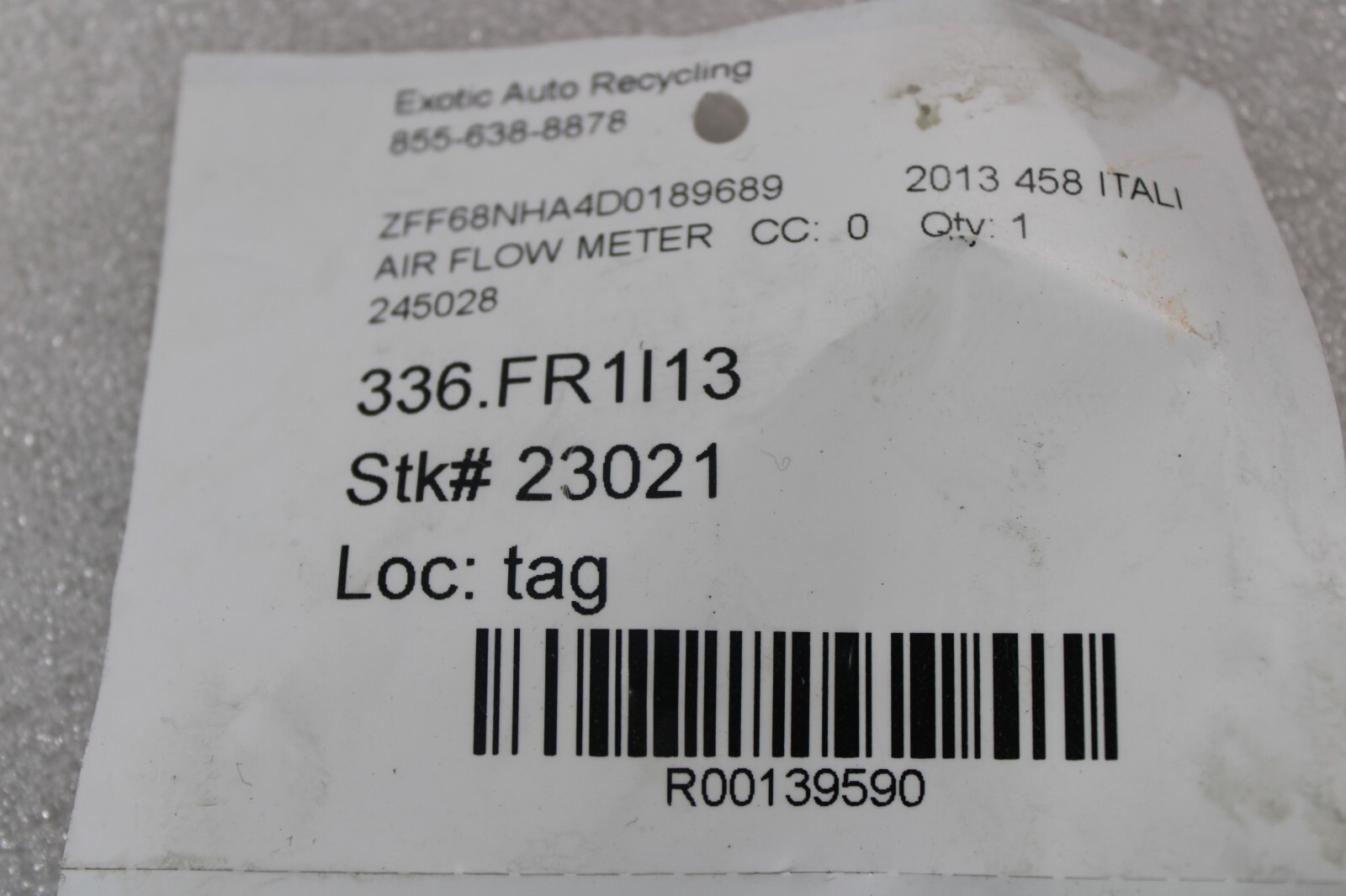 Ferrari 458 Italia, California, FF, Air Flow Meter, Used, P/N 245028