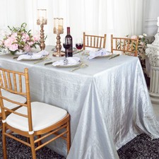 Wedding Linens Inc. 90" x 156" Rectangular Crinkle Crushed Taffeta Tablecloths