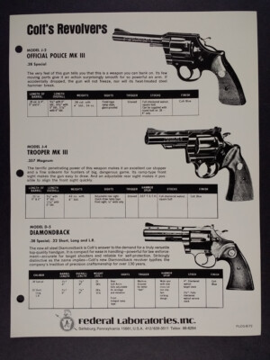 1974 Colt Official Police Trooper Diamondback Python Cobra Detective ...