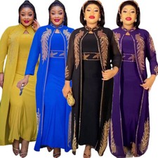 Rhinestone African Women Dresses Dubai Kaftan Abaya Two Piece Set Caftan Evening