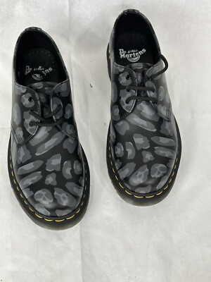 New Dr Martens 1461 Skull, Leopard Print Oxfords Black Men  display picture 3
