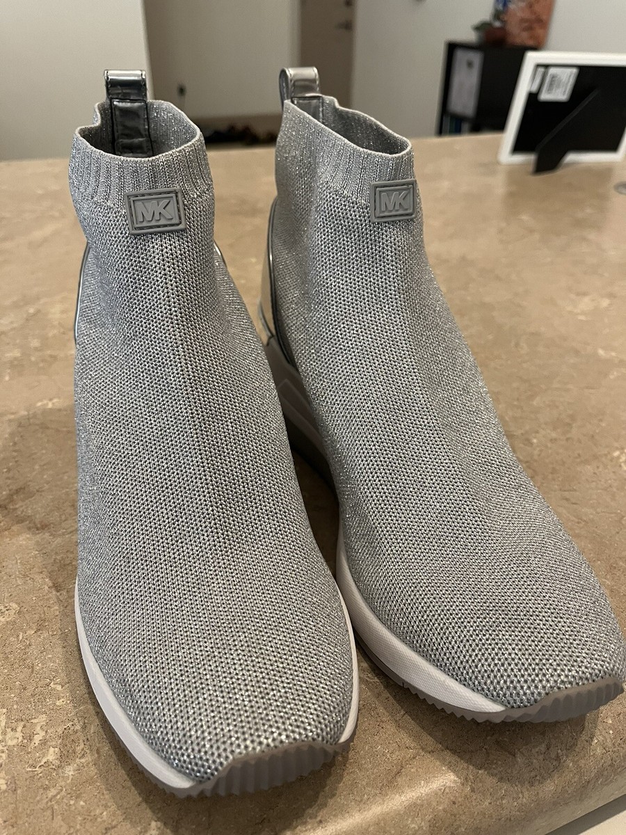 Sneaker Booties Michael Kors Skyler Bootie Silver Metallic Michael