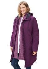 Woman Within Women's Plus Size 3-in-1 Hooded Taslon Jacket