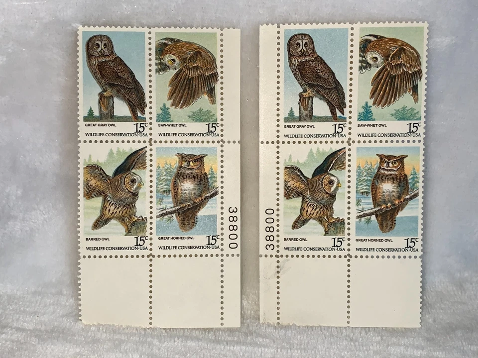 1978 US  Stamp Owl Wildlife Conservation 2 Plate Block Of 4  15c Scott #1760-63 - Image 2 of 4