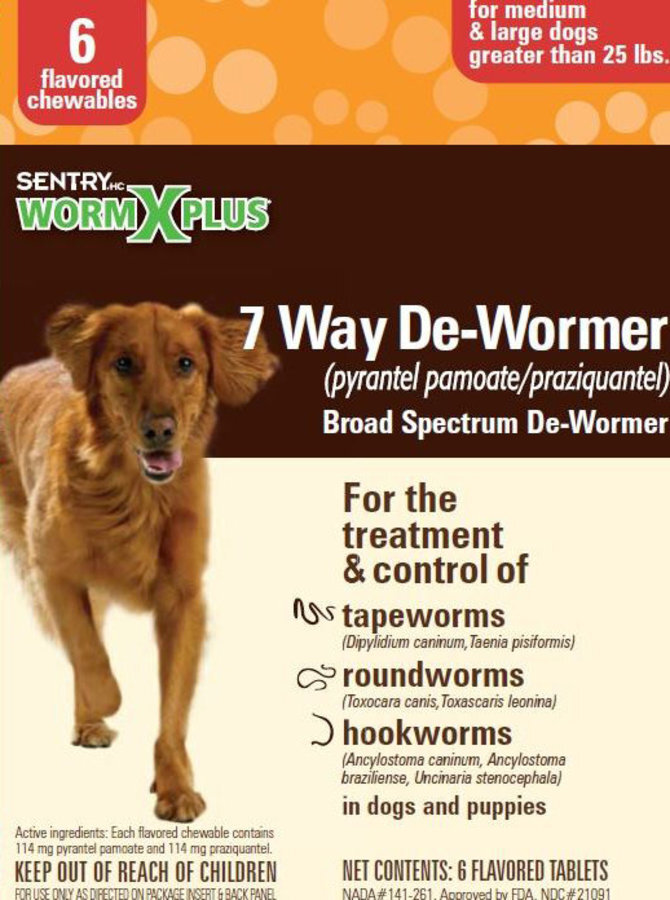 7 Way De-Wormer for Medium & Large Dog, 6 Chewable Tablets EXP: 02/2026