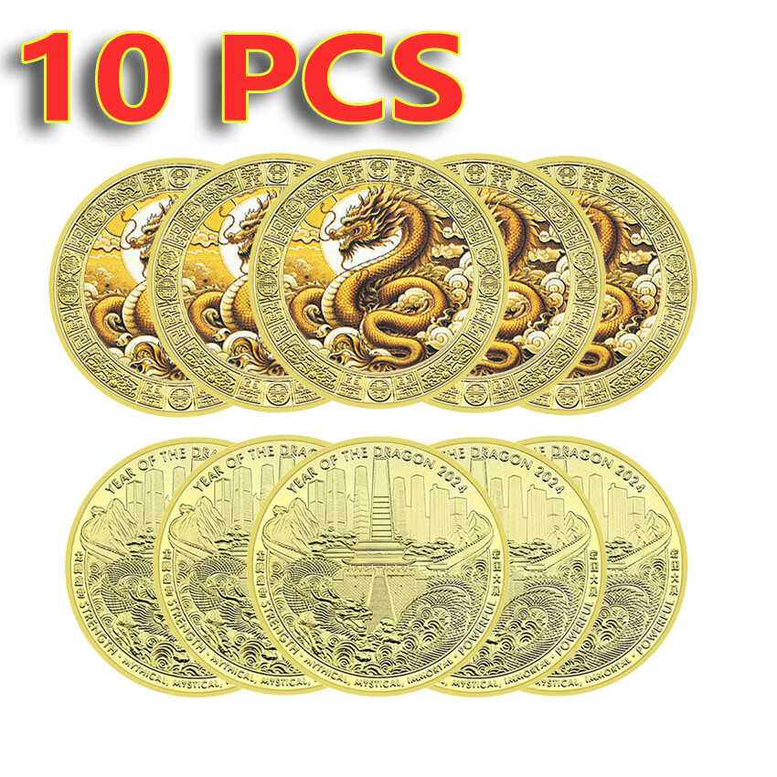 2024 Chinese Zodiac Dragon Commemorative Coin Set 10PCS New Year Gift