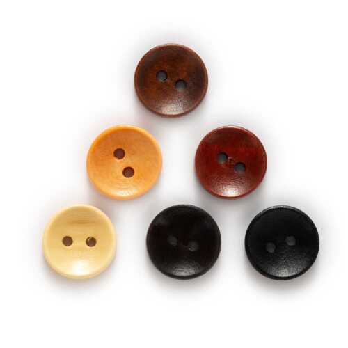 2 hole solid round wooden buttons for sewing, clothing, handwork, crafts 10-25mm - Picture 3 of 11