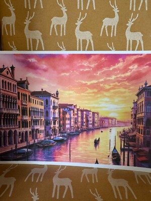 A stunning handmade greeting card with the beautiful city of Venice on it is bla