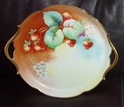 Vintage T & V Tressemanes & Vogt Limoges France Handled Tray Plate HP Strawberri — photo 1