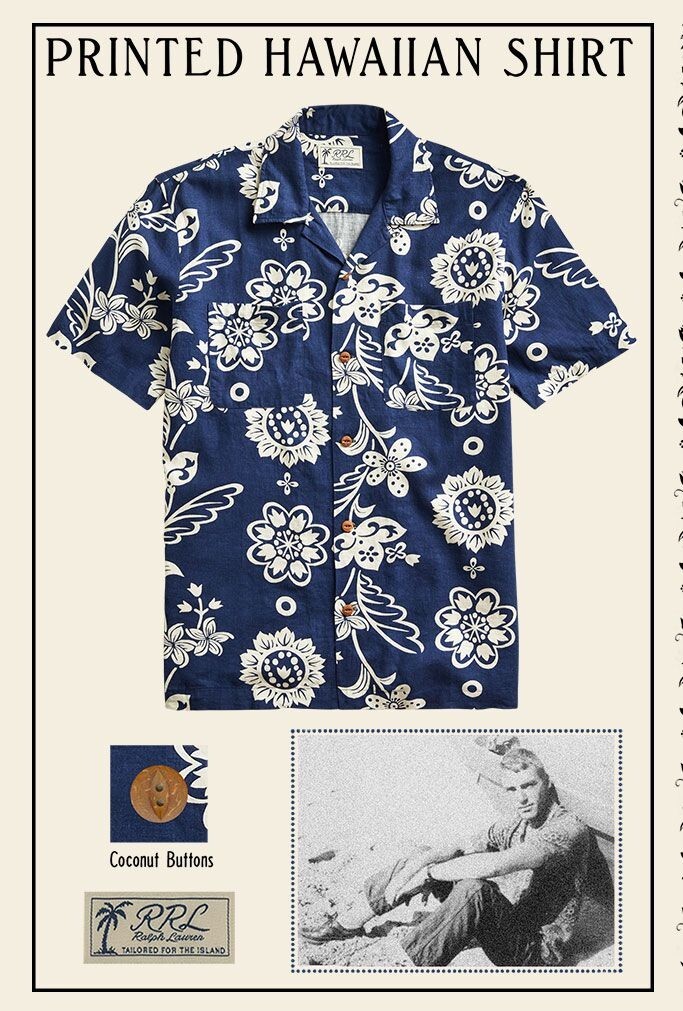 トップス RRL HAWAIIAN SHIRT RRL Ralph Lauren Vintage Inspired Hawaiian Navy Floral Print