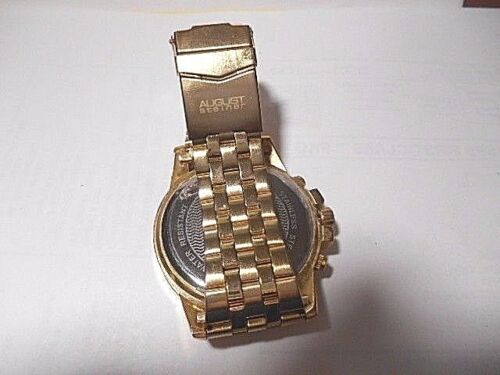 August Steiner Men's AS8118YG GOLD TONE Stainless Steel CHRONO Watch WITH BOX - Picture 10 of 12
