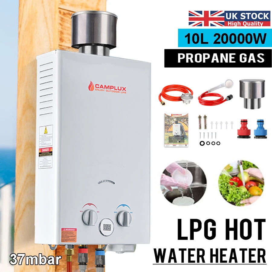 CAMPLUX 10L Hot Water Heater LPG Propane Tankless Instant Rain