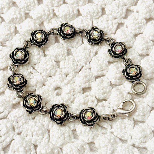 Bracelet Vintage Perle Cristal Boréalis | Attache Argent | Création Unique