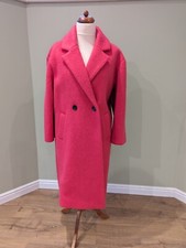 Phase Eight Quinn Cocoon Wool Blend Coat Fluro Pink Size L New With Tags