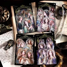 Vintage Girl Lady Stickers PET Gold Foil Goddess Scrapbooking Bullet Journals