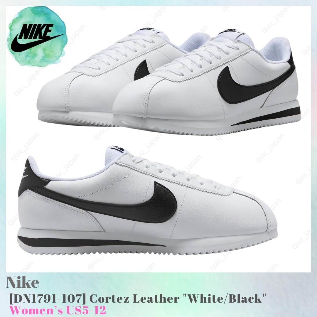 Size 10.5 - Nike Cortez Leather White Black W for sale