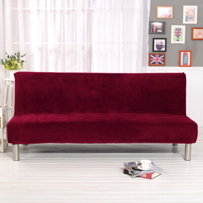 Velvet Stretch Sofa Bed Cover Armless Futon Slipcover Solid Color Protector US