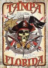 Tampa Florida, Jolly Roger Flag, Pirate Skull Needs Dental Work, Ship - Postcard