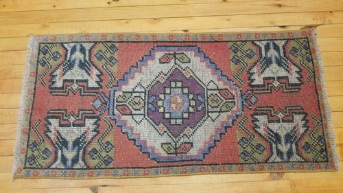 Vintage Turkish Tribal Rug 1'7" x 3'3" 