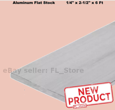 1/4'' Thick Aluminum Flat Bar Stock 2-1/2'' x 6 Feet Length Unpolished Alloy 6061