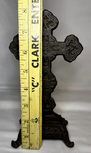 Cast Iron Cross Upright Double Sided Rustic Christian Church Primitive Bear Claw - Picture 10 of 10
