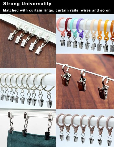 Curtain Clips Hooks Stainless Steel - 100 Pack Silver Heavy-Duty Wire Holder ... - Picture 7 of 10